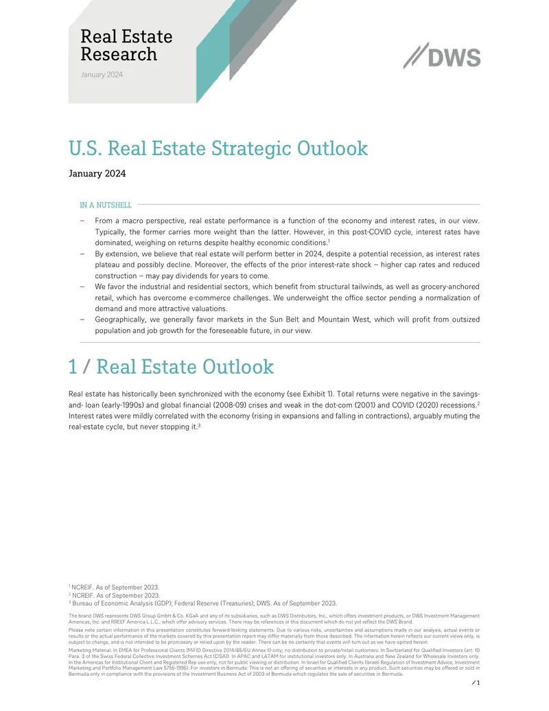 U.S. Real Estate Strategic Outlook January 2024