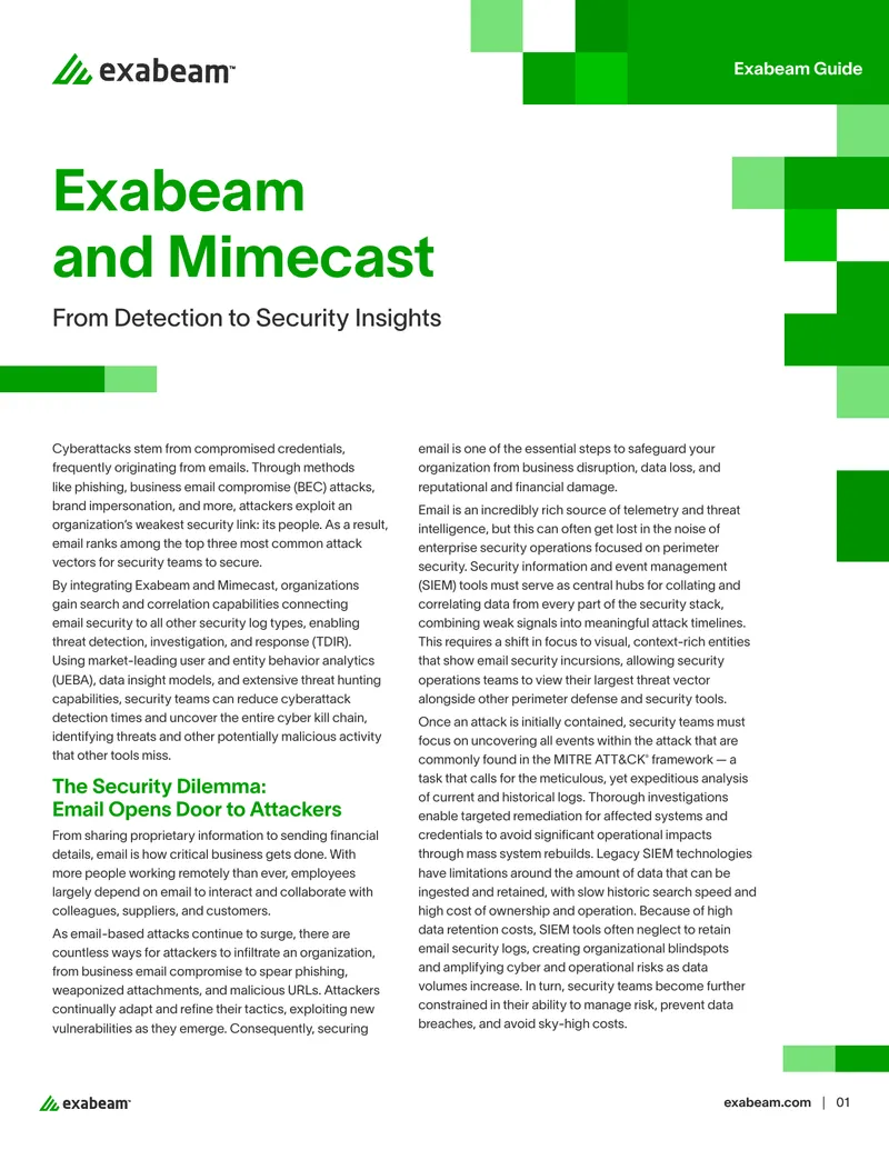 Exabeam and Mimecast Integrated Security Guide