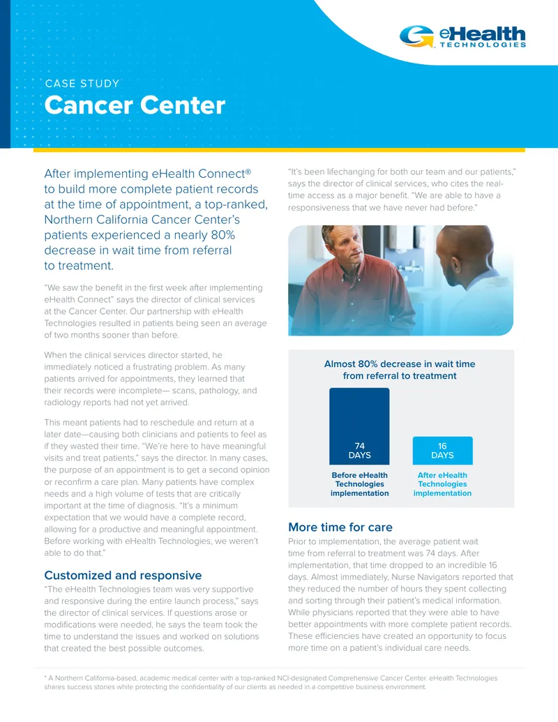 Cancer Center eHealth Connect Implementation Case Study