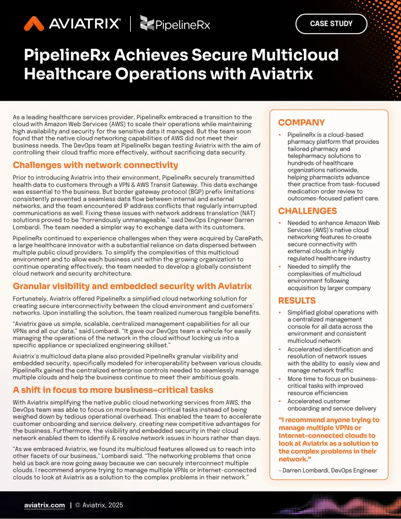PipelineRx Cloud Networking Case Study