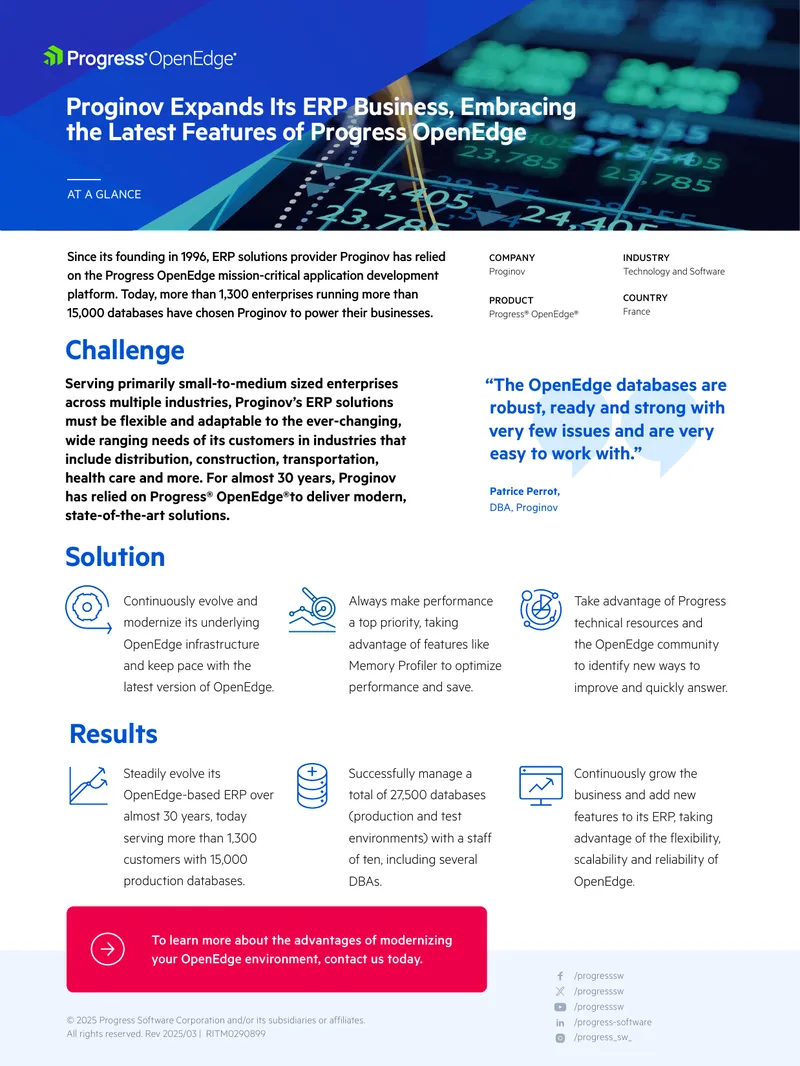 Proginov ERP Business Expansion with OpenEdge