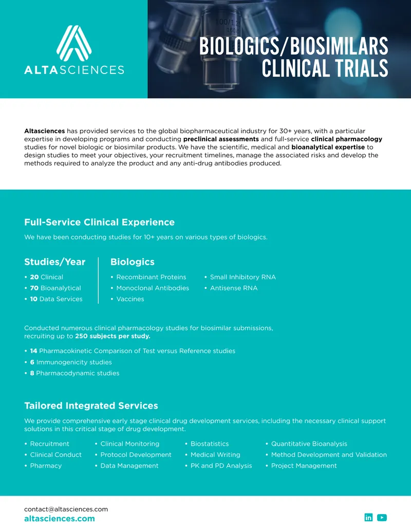 Biologics and Biosimilars Clinical Trial Services