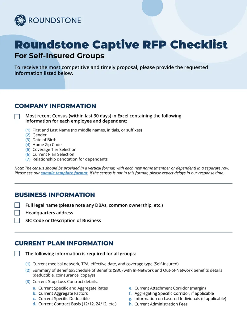 Roundstone Captive RFP Submission Guidelines