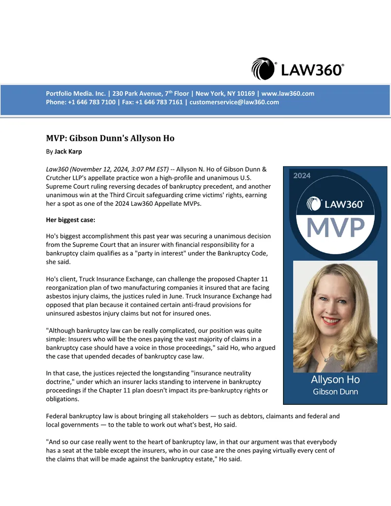 Allyson Ho's Achievements in Appellate Law