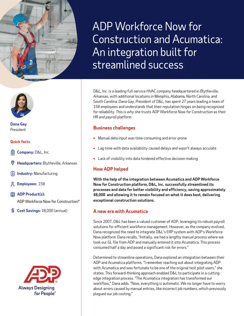Integration of ADP Workforce Now and Acumatica