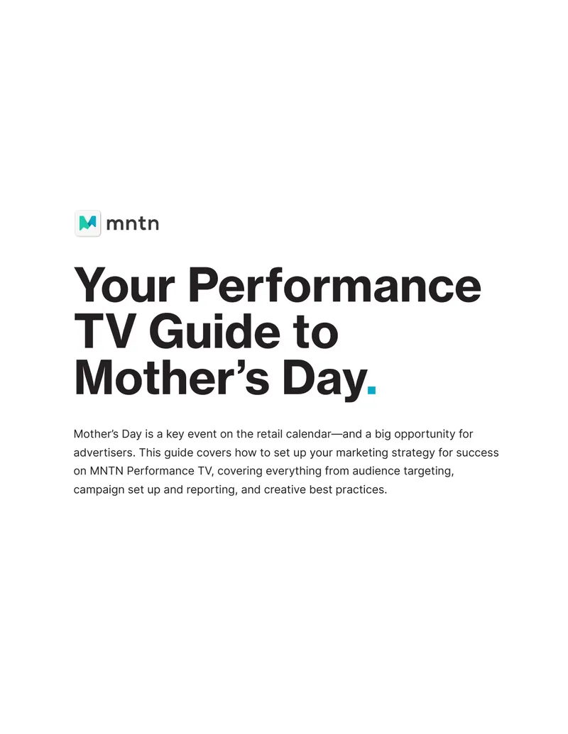 Performance TV Marketing Strategy for Mother's Day