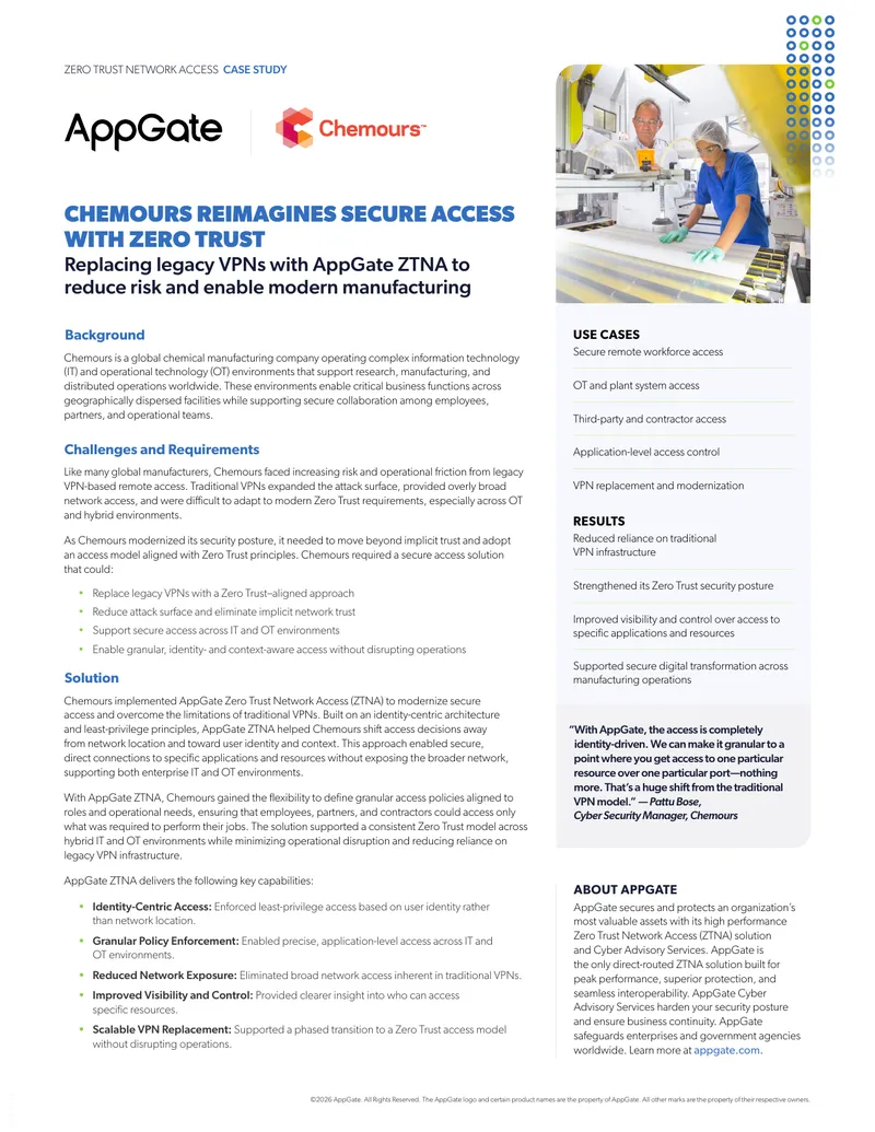 Chemours Zero Trust Network Access Implementation Case Study