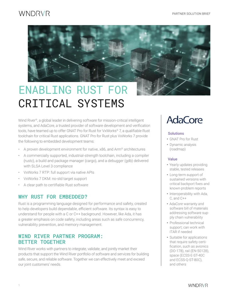 GNAT Pro for Rust and VxWorks 7 Partnership Overview
