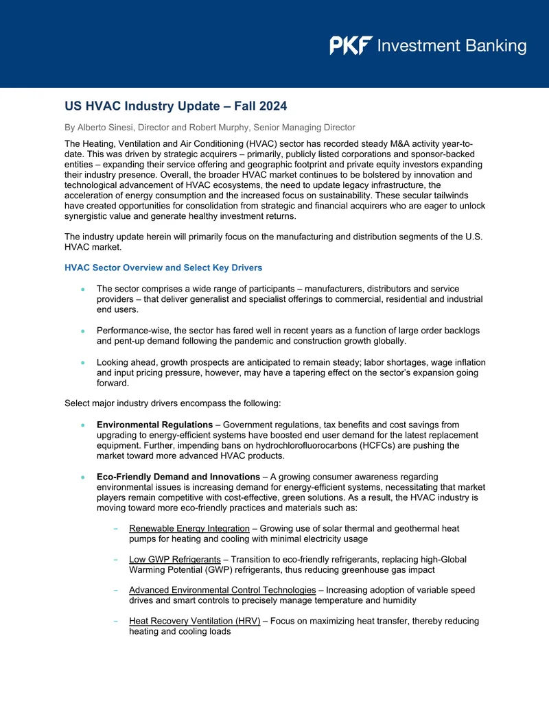 US HVAC Industry Update Fall 2024