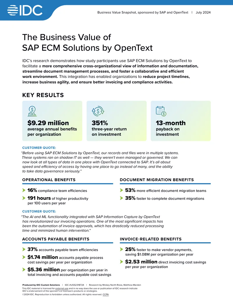 Business Value of SAP ECM Solutions by OpenText