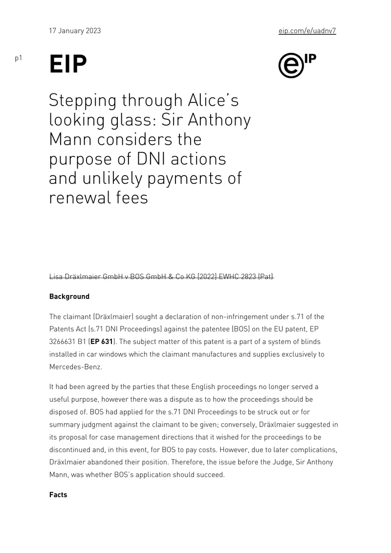 Legal Proceedings Analysis of Dräxlmaier v BOS