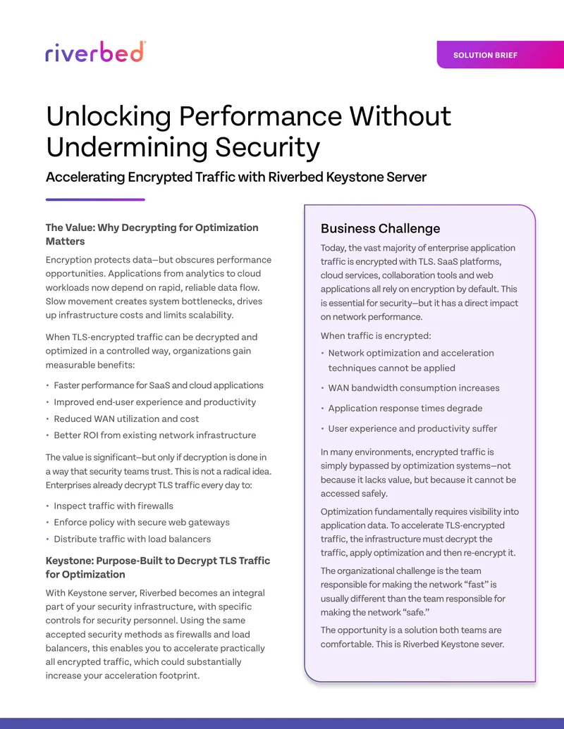 Accelerating Encrypted Traffic with Riverbed Keystone Server