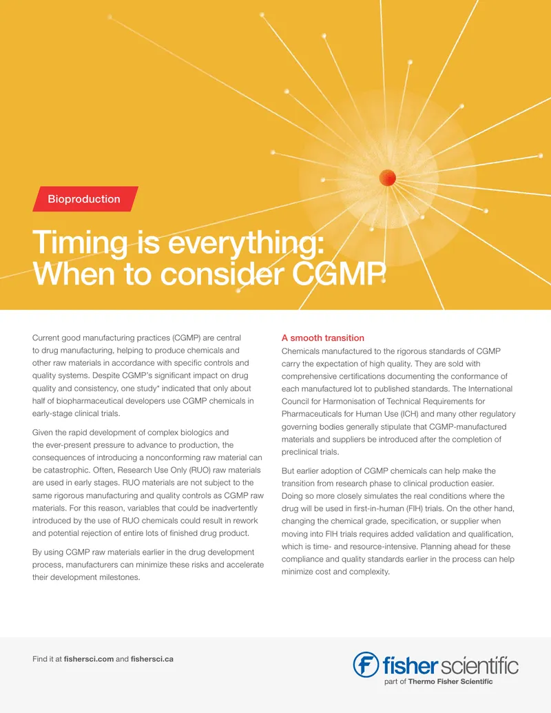 CGMP Chemicals in Bioproduction Processes