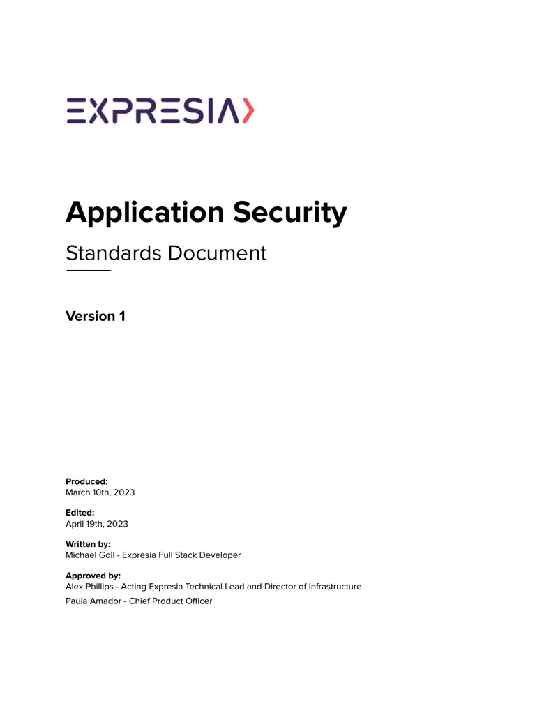 Application Security Standards Document
