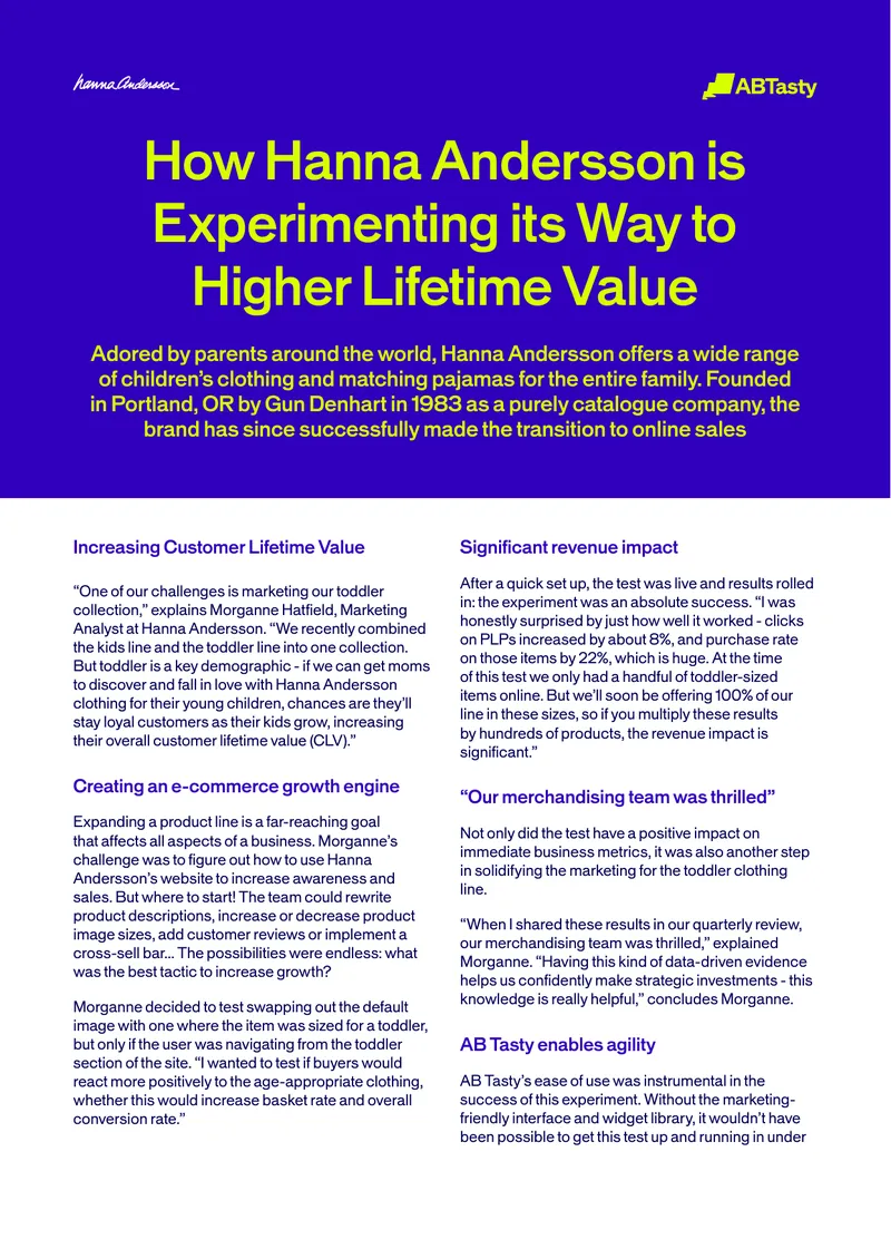 Hanna Andersson Customer Lifetime Value Experiment