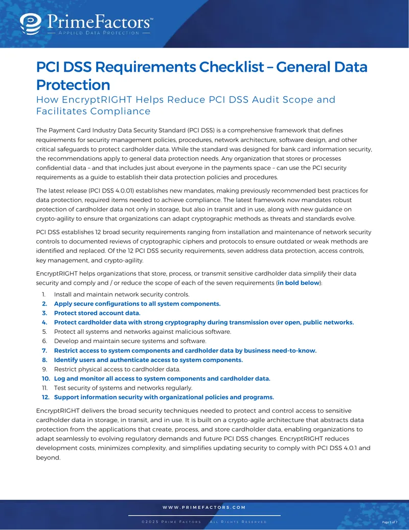 PCI DSS Compliance and EncryptRIGHT Capabilities