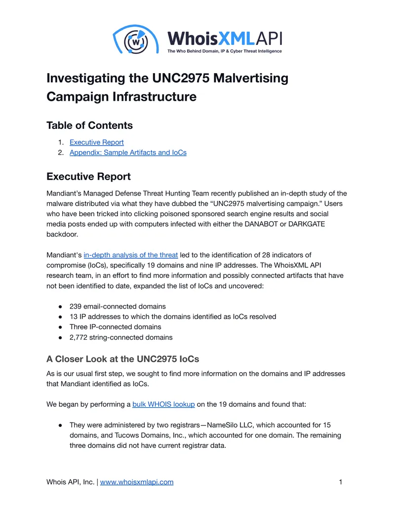 Investigation of the UNC2975 Malvertising Campaign