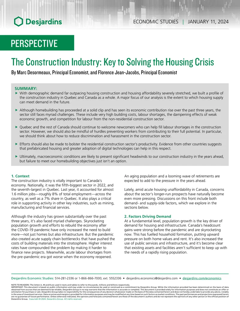 Analysis of the Construction Industry in Canada
