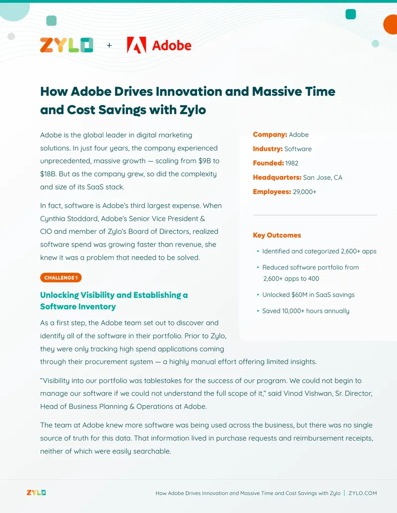 Adobe Software Optimization and Cost Management Case Study