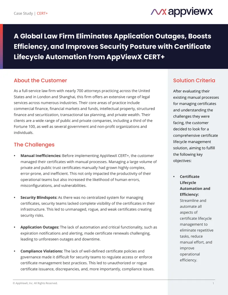 Global Law Firm Certificate Lifecycle Management Case Study