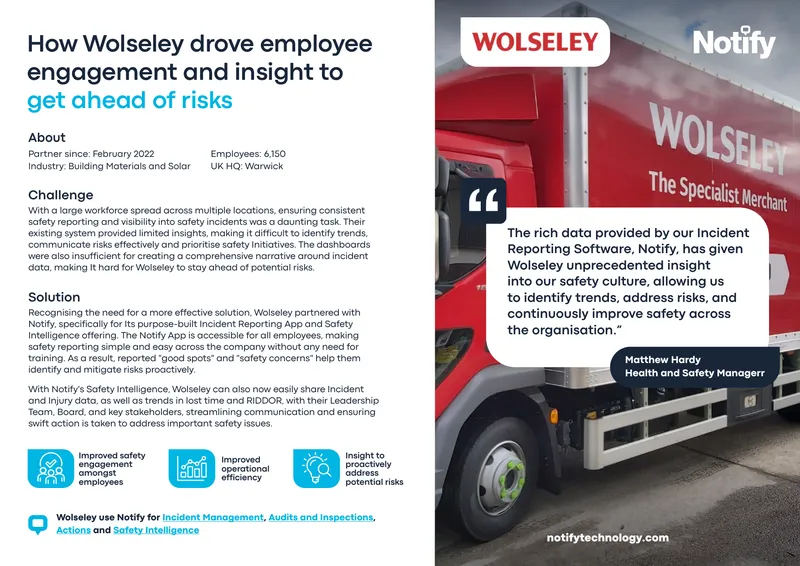 Wolseley Incident Reporting and Safety Intelligence Case Study