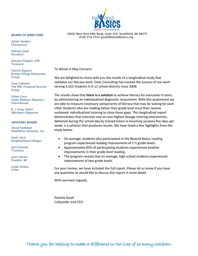 Longitudinal Study Results of Literacy Program