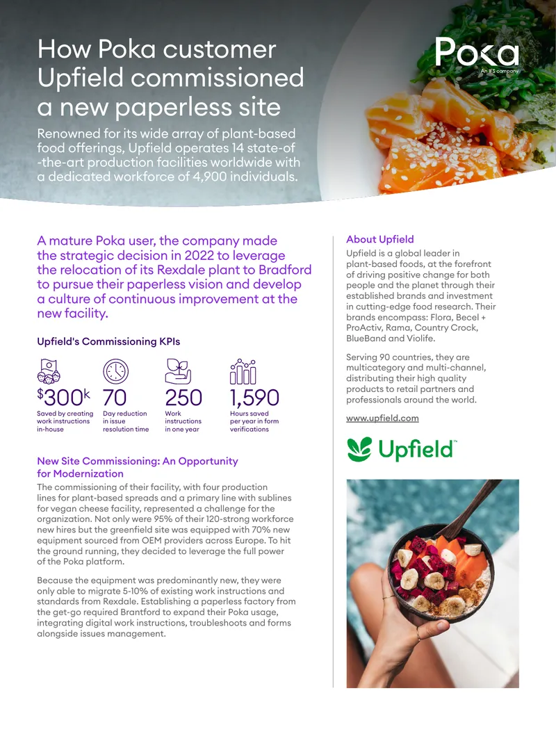 Upfield's Digital Transformation and Paperless Commissioning