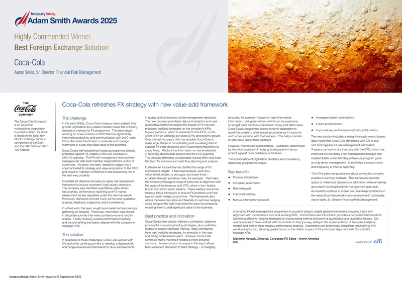 Coca-Cola FX Risk Management Framework Enhancement