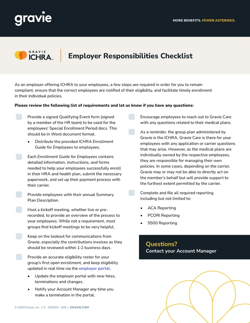 Employer Responsibilities Checklist for ICHRA Compliance