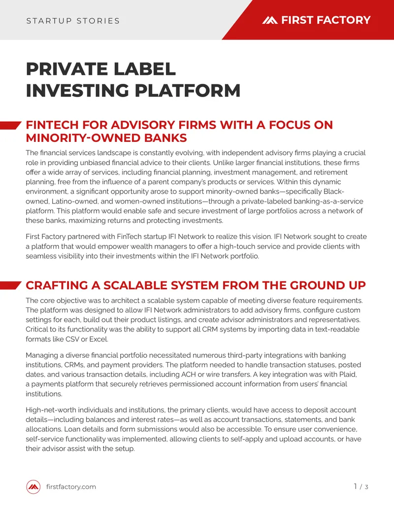 Private Label Investing Platform for Minority-Owned Banks