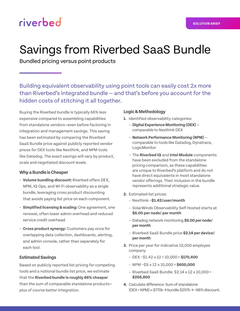 Savings from Riverbed SaaS Bundle Analysis