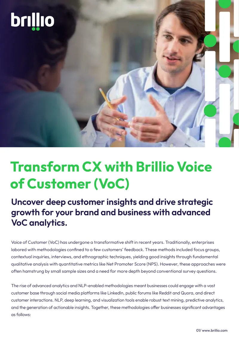 Brillio Voice of Customer Analytics Framework