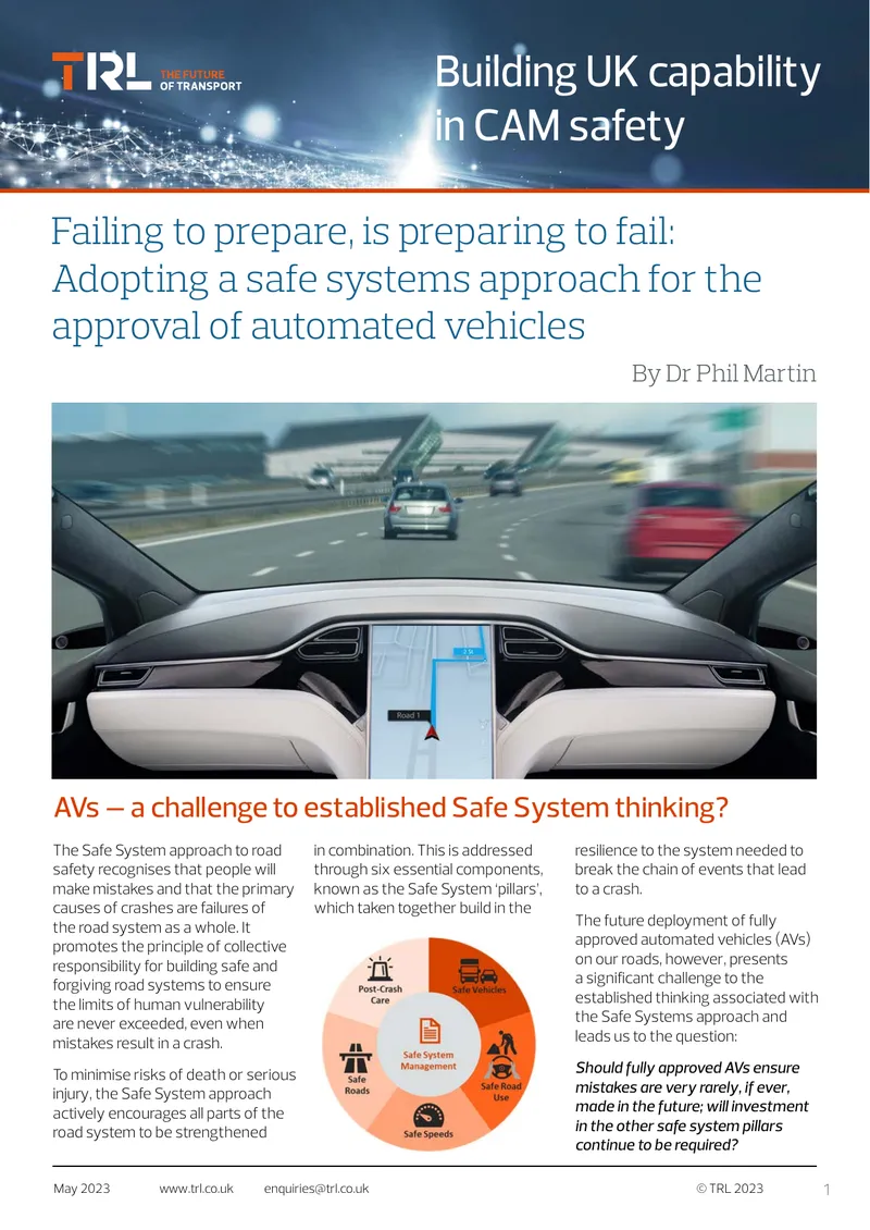 Safe System Approach for Automated Vehicles Integration