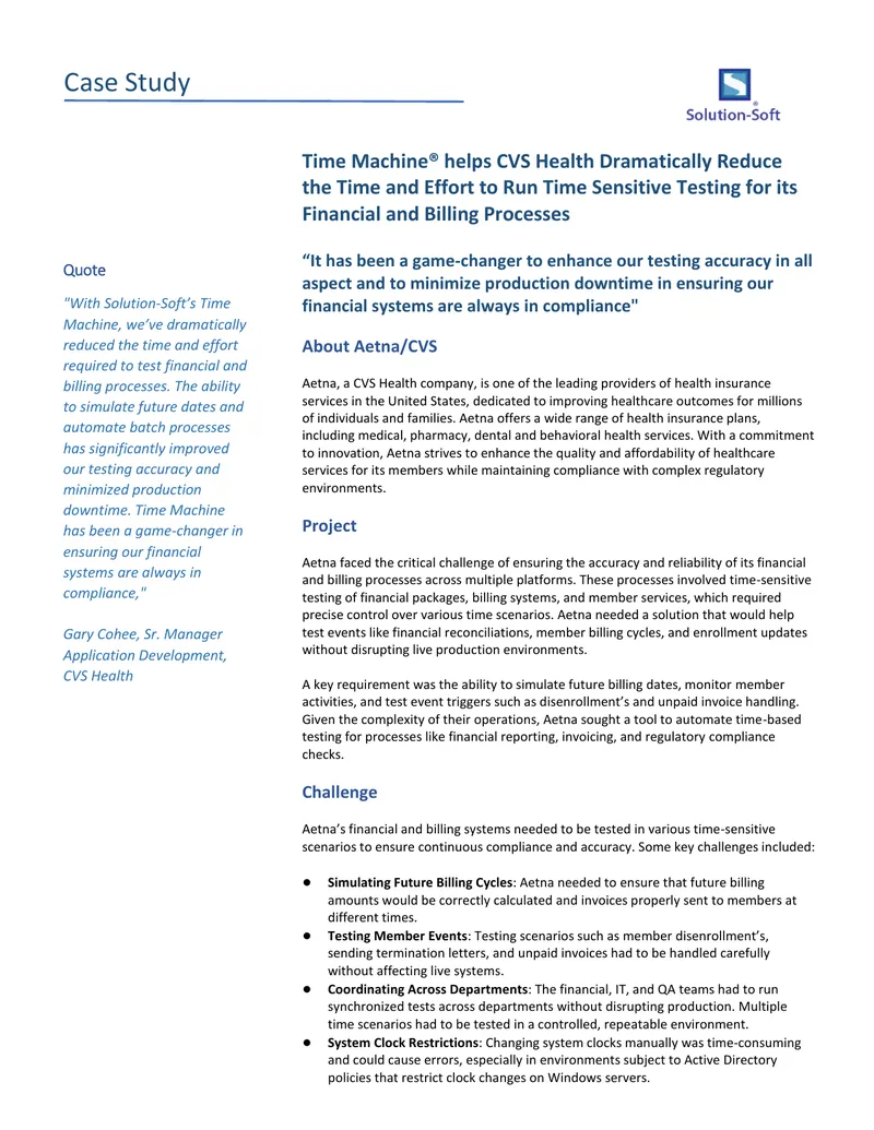 Time Machine Implementation Case Study for CVS Health