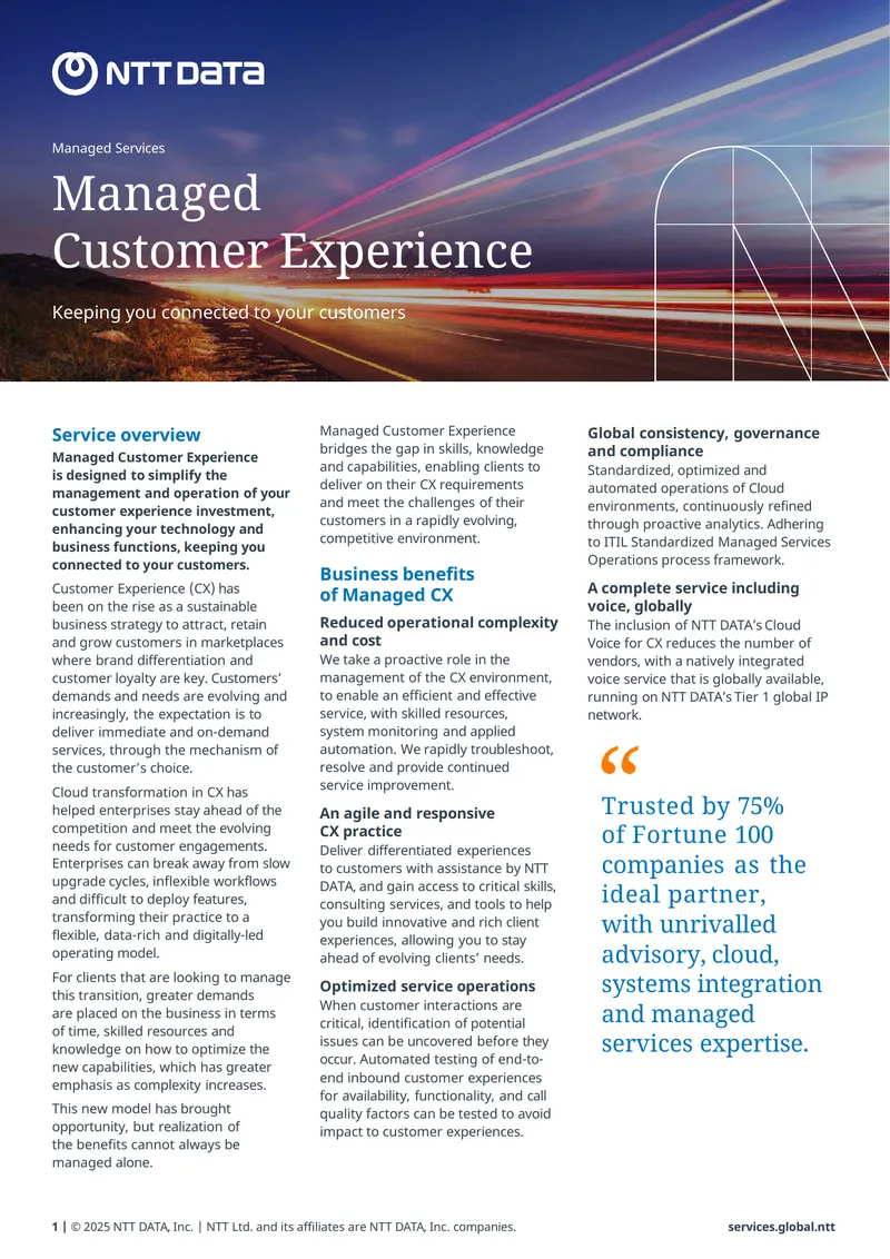 Managed Customer Experience Service Overview