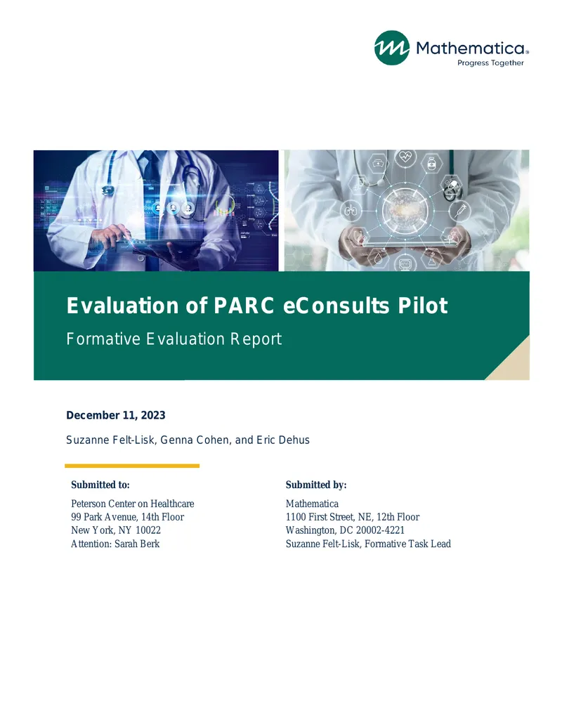Evaluation of PARC eConsults Pilot Formative Report