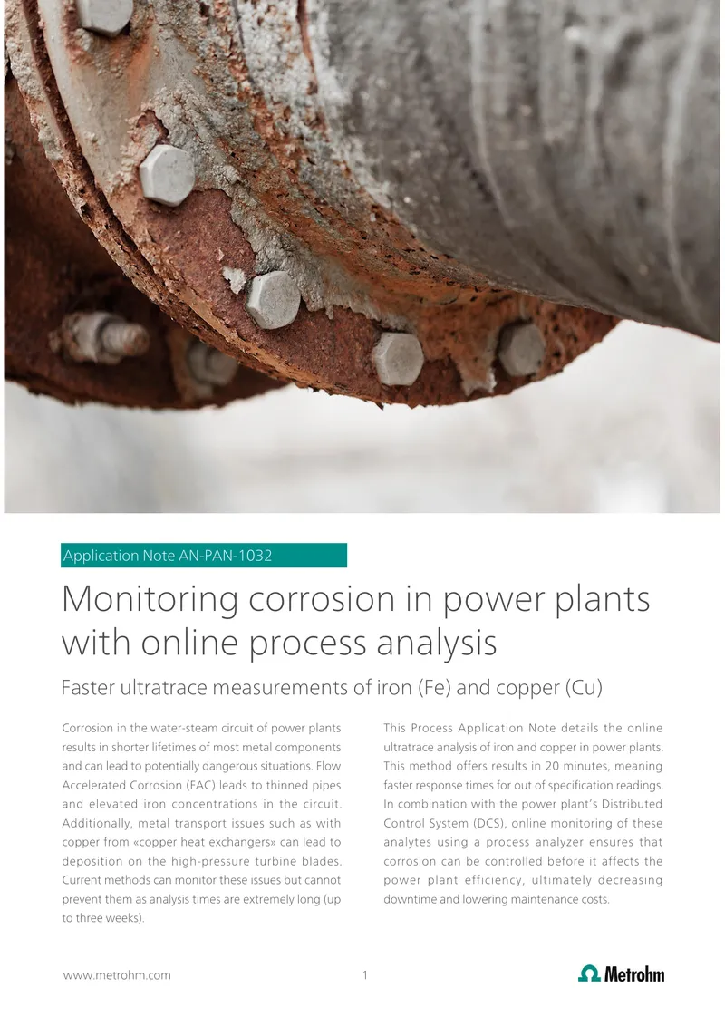 Online Ultratrace Analysis of Corrosion in Power Plants