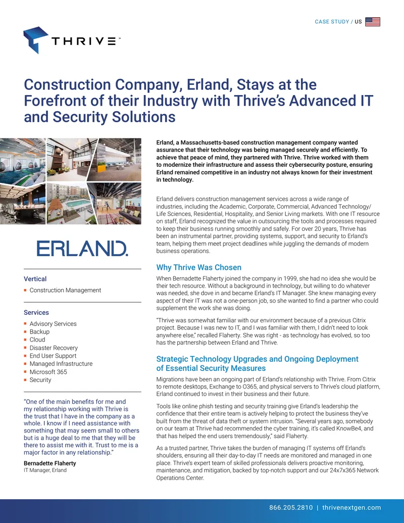 Erland Construction Management Partnership with Thrive