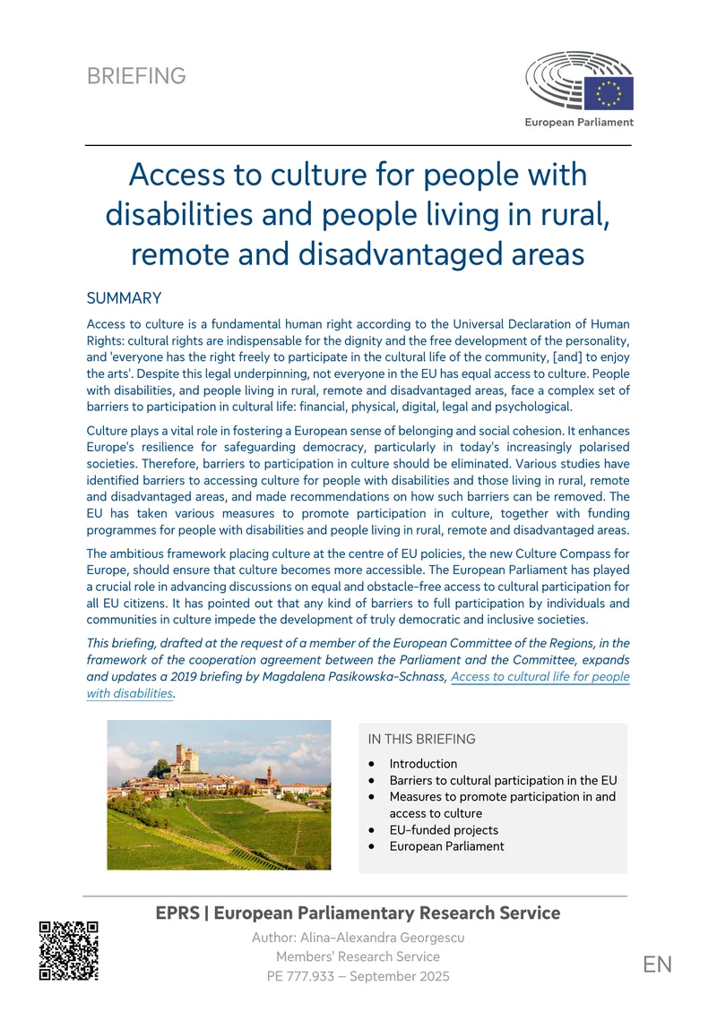 Access to Culture for People with Disabilities in the EU