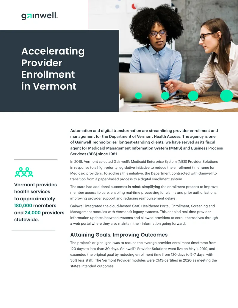 Accelerating Provider Enrollment in Vermont
