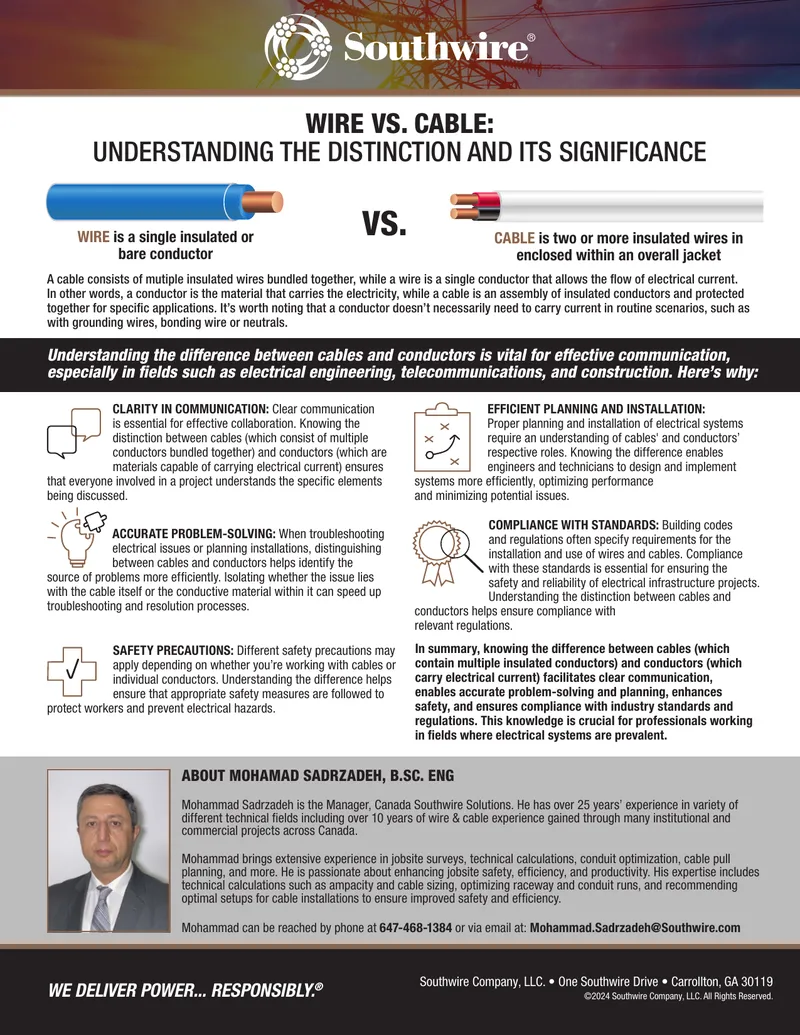 Wire and Cable Distinction in Electrical Engineering