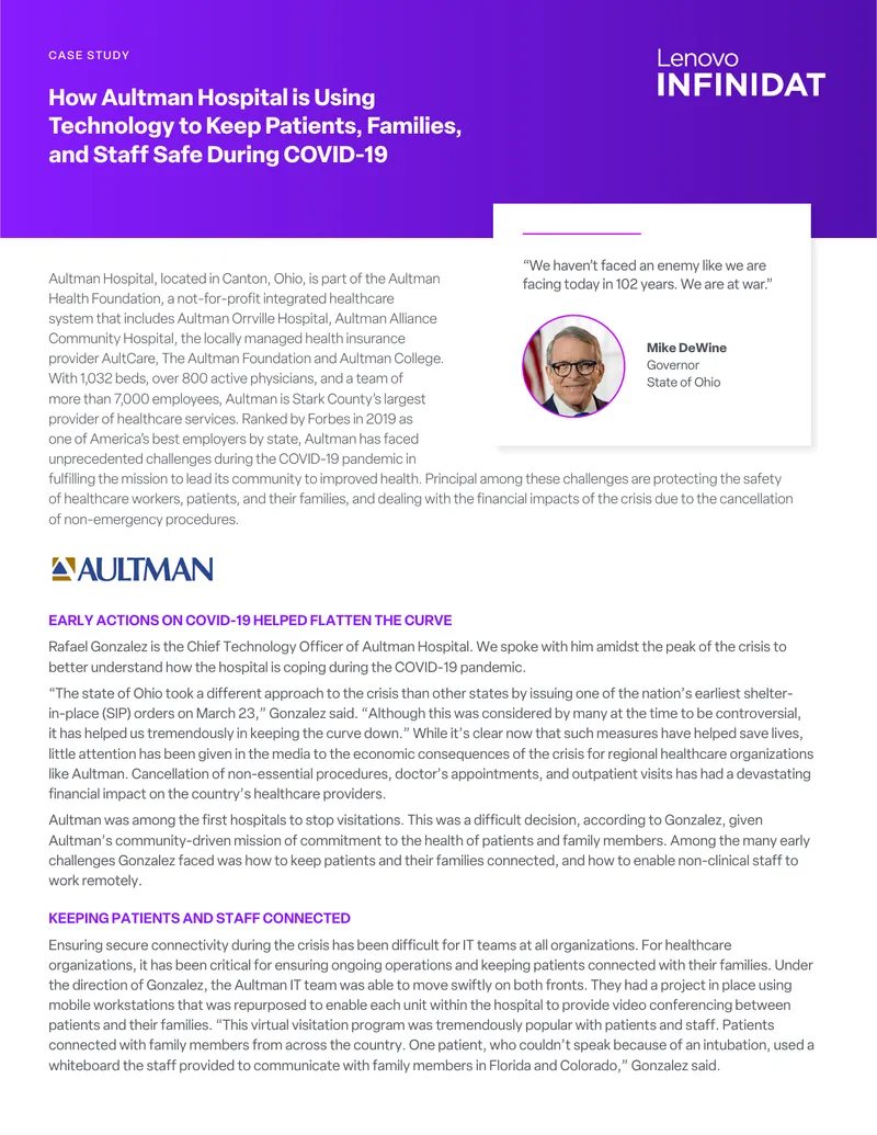 Aultman Hospital's Response to COVID-19 Challenges