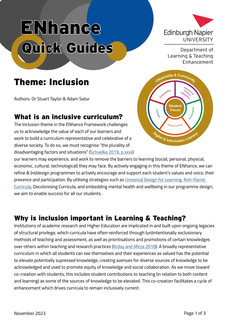 Inclusive Curriculum Development Framework