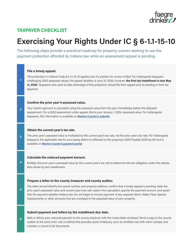Taxpayer Checklist for Indiana Property Assessment Appeals