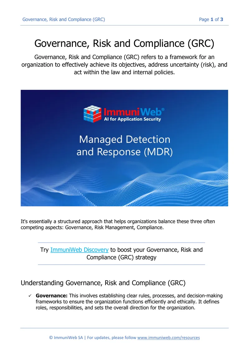 Governance, Risk and Compliance Framework Overview