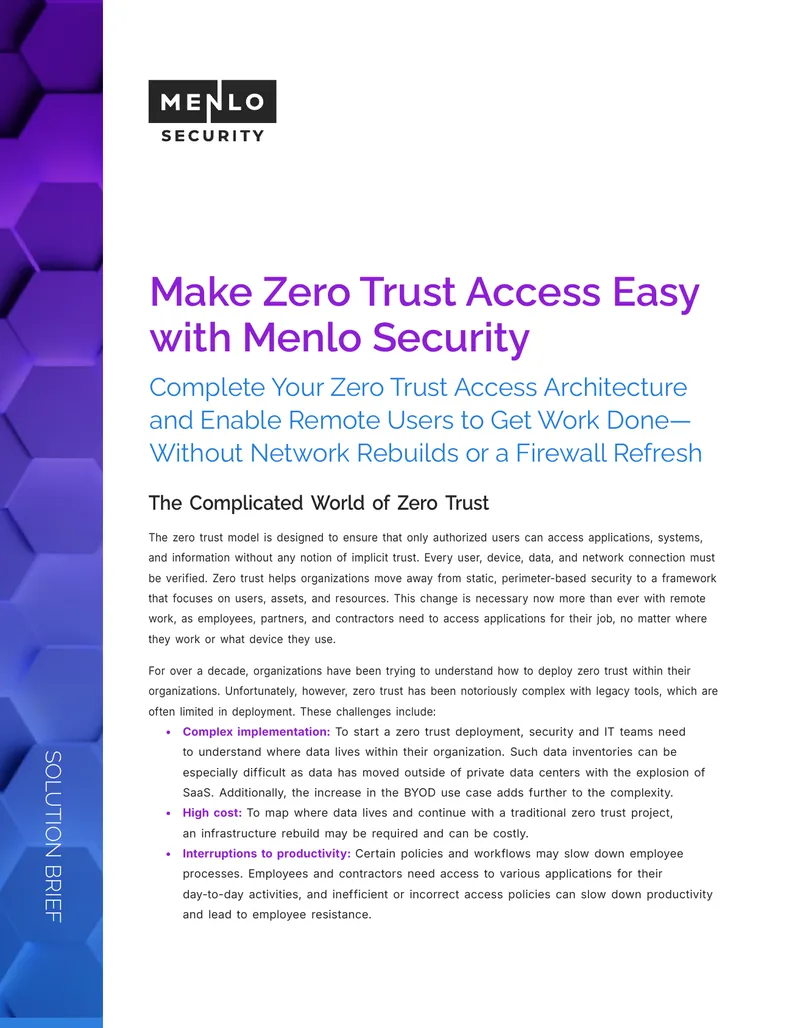 Zero Trust Access Implementation with Menlo Security