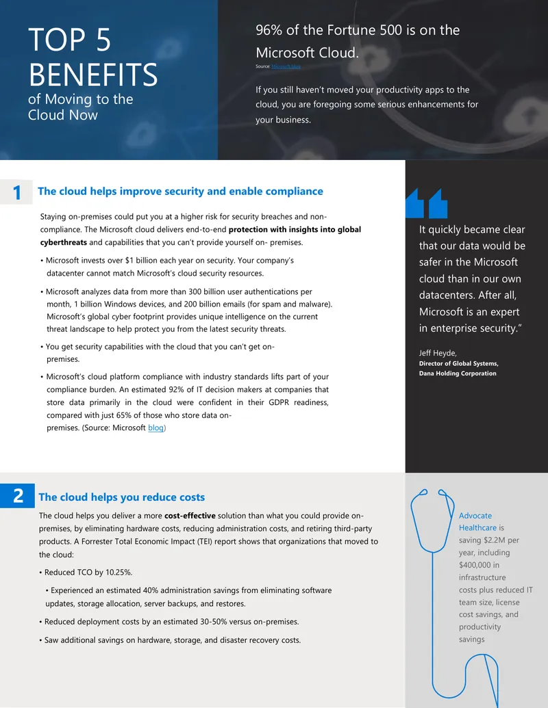 Benefits of Migrating to the Cloud