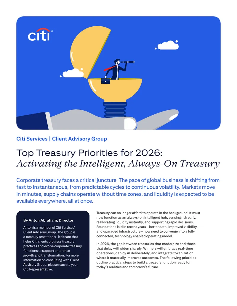 Top Treasury Priorities for 2026: Activating the Intelligent, Always-On Treasury