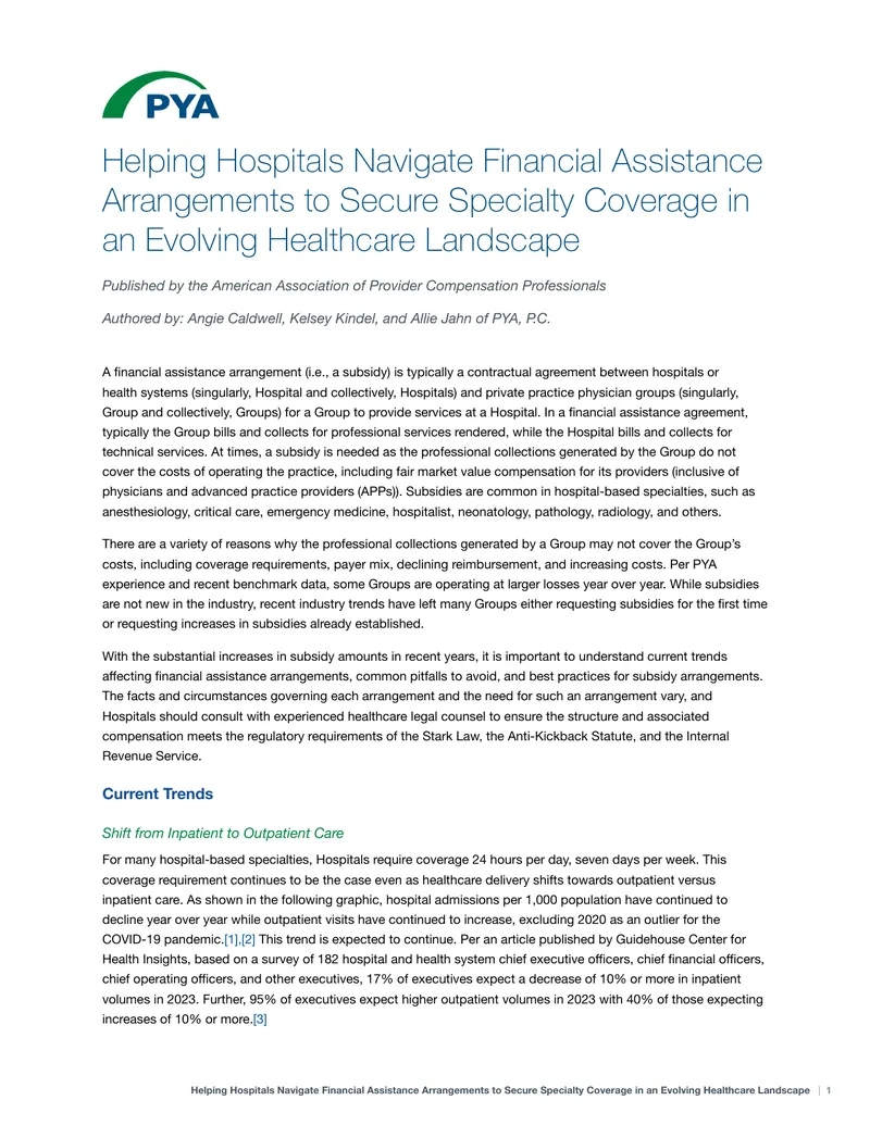 Financial Assistance Arrangements for Specialty Coverage