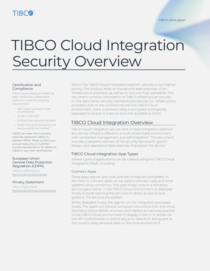 TIBCO Cloud Integration Security Framework